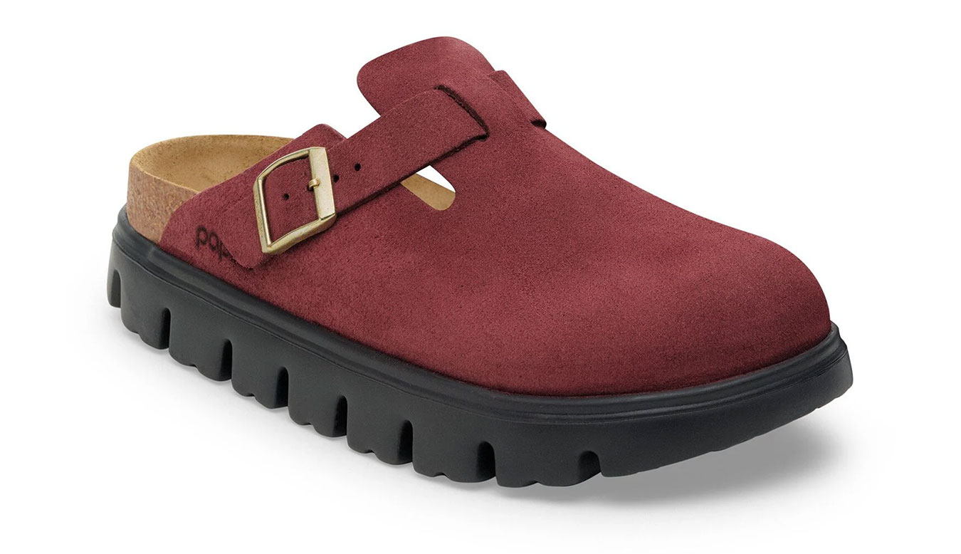 Birkenstock Boston Chunky Suede Leather Narrow Fit Burgundy Femei - Sandale Birkenstock - Burgund - 1030400-7.5 - Size: 7.5