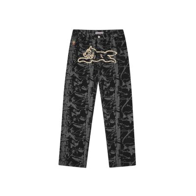 ICECREAM Tree Camo Double Scoop Denim Pants - Negru - Pantaloni ICECREAM Tree Camo Double Scoop Denim Pants - Negru - Pantaloni