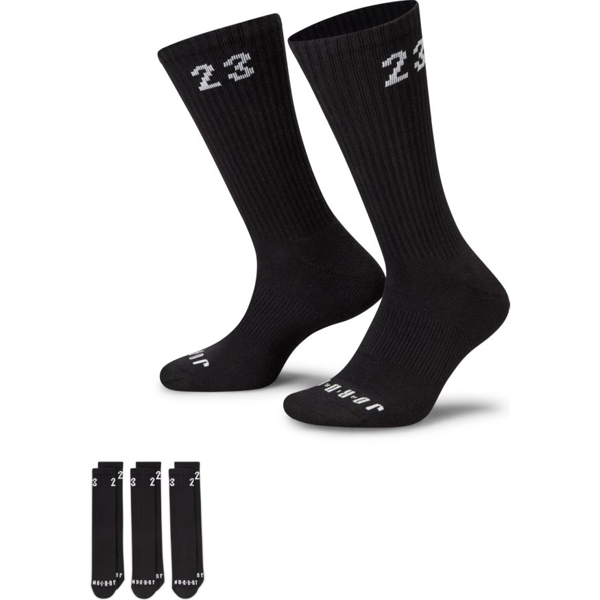 Jordan Essentials 3 Pack Crew Black Socks - Unisex - Șosete Jordan - Negru - DA5718-010 - Mărimea: S